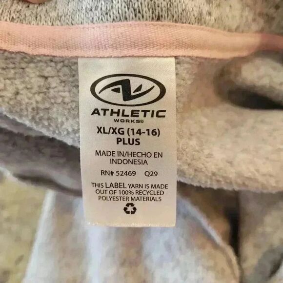 Athletic Works Girls Sweater Fleece Quarter Zip Pullover (Gray/Pink, XL, 14-16) - Picture 8 of 9